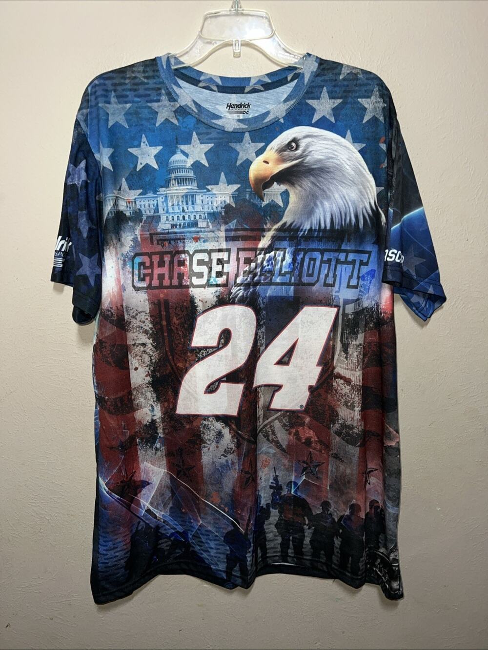 Chase Elliott America Nascar All Over Print Shirt XL Hendricks Motor Sports USA